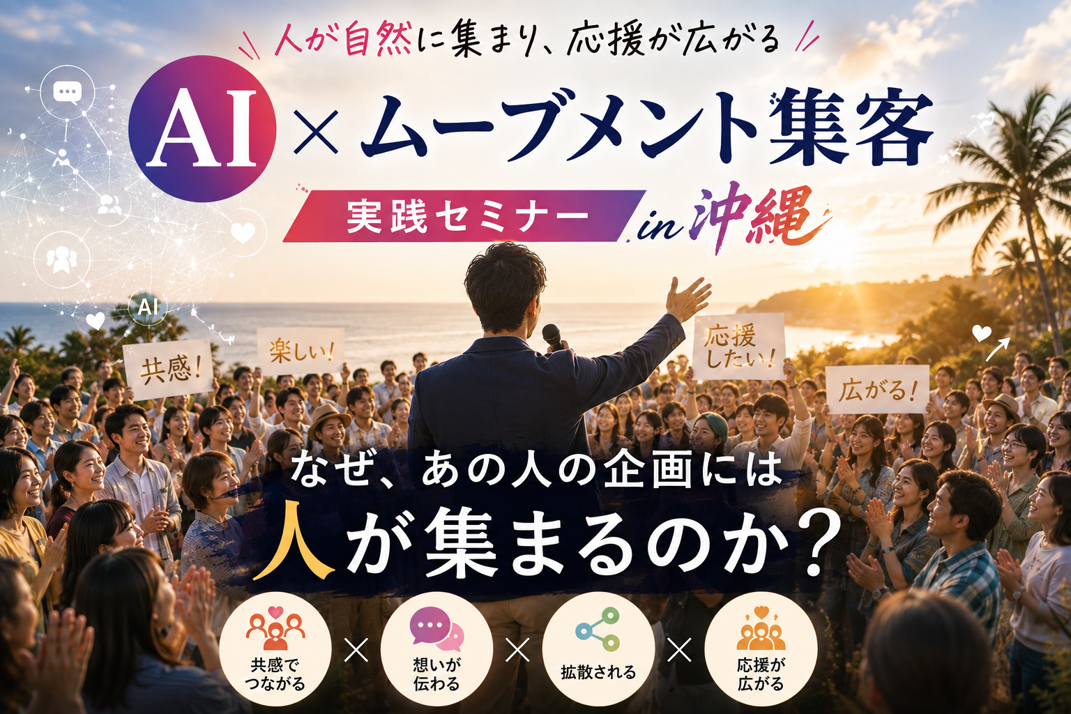 人が自然に集まり、応援が広がる AI×ムーブメント集客 実践セミナー in 沖縄